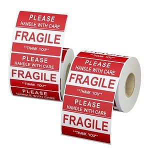 100 FRAGILE please handle with care 2x3 stickers